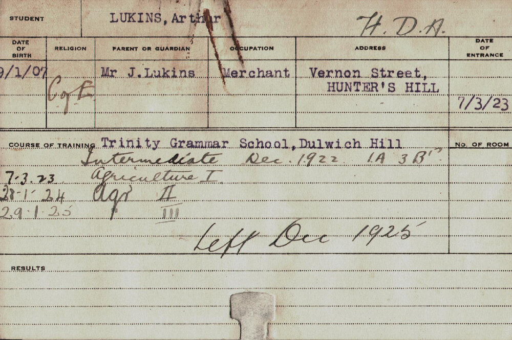 LUKINS, Arthur (Hawkesbury Diploma of Agriculture (HDA))