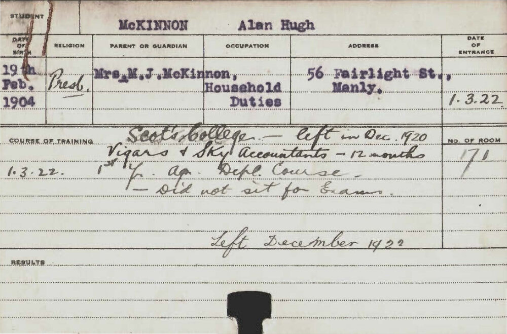 MCKINNON, Alan Hugh (Hawkesbury Diploma of Agriculture (HDA))