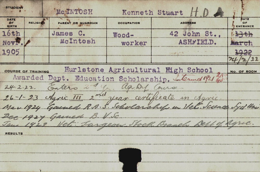 MCINTOSH, Kenneth Stuart (Hawkesbury Diploma of Agriculture (HDA))