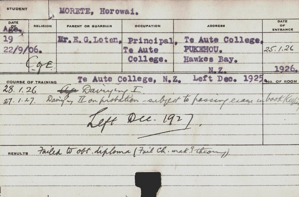 MORETE, Horowai (Hawkesbury Diploma in Dairy (HDD))