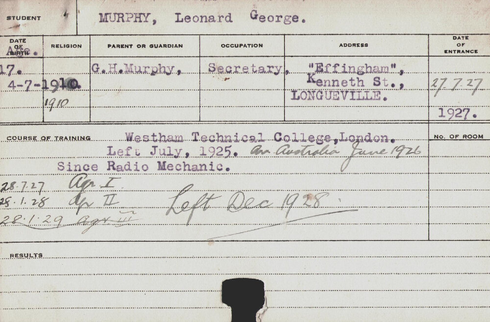 MURPHY, Leonard George (Hawkesbury Diploma of Agriculture (HDA))