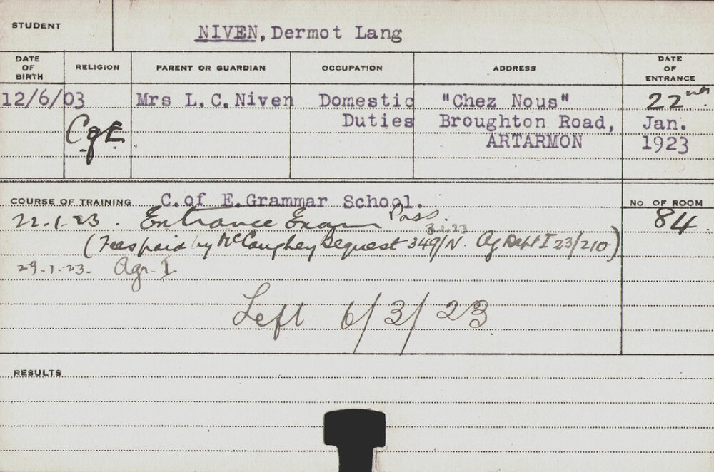 NIVEN, Dermot Lang (Hawkesbury Diploma of Agriculture (HDA))