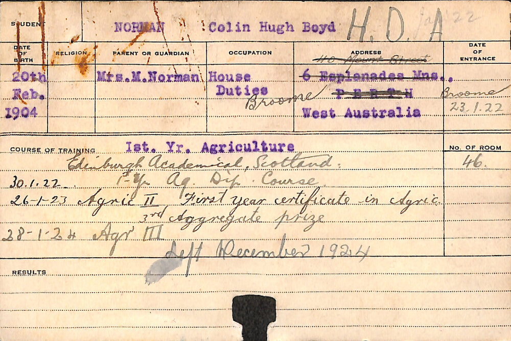 NORMAN, Colin Hugh Boyd (Hawkesbury Diploma of Agriculture (HDA))
