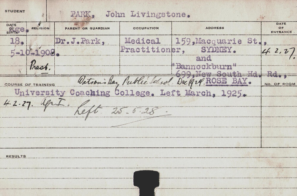 PARK, John Livingstone (Hawkesbury Diploma of Agriculture (HDA))