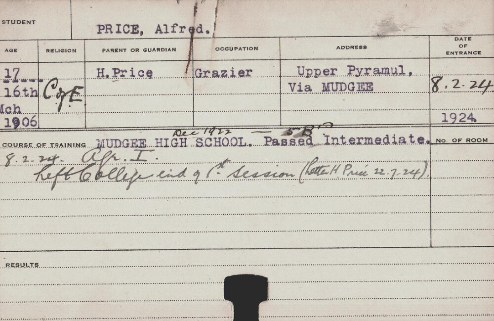 PRICE, Alfred (Hawkesbury Diploma of Agriculture (HDA))