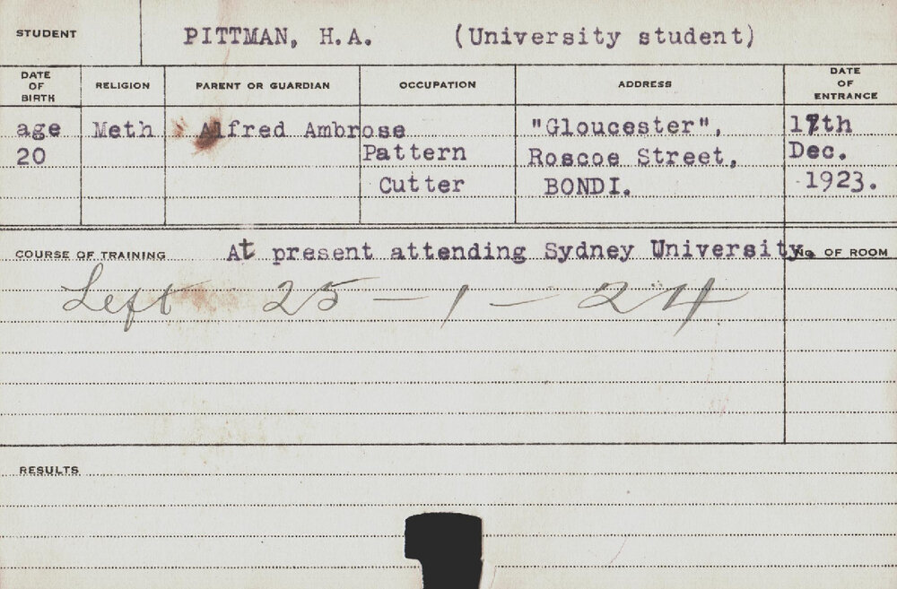 PITTMAN, HA (Course Not Identified)