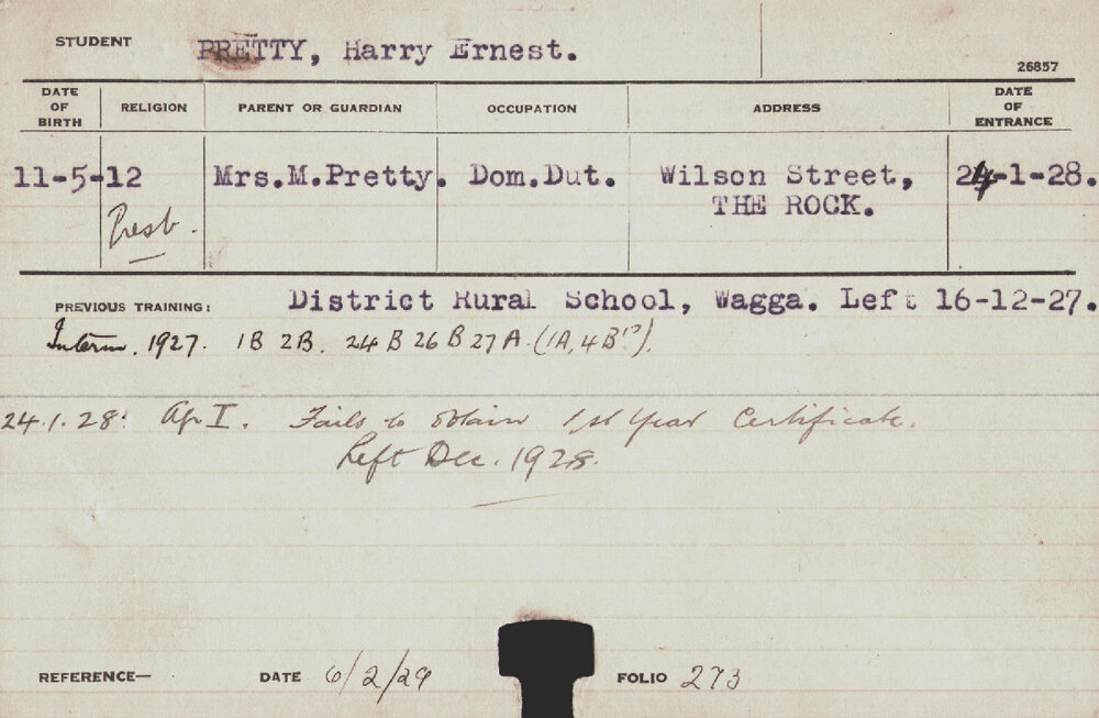 PRETTY, Harry Ernest (Hawkesbury Diploma of Agriculture (HDA))