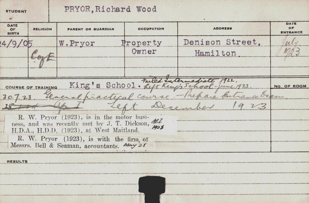 PRYOR, Richard Wood (Course Not Identified)