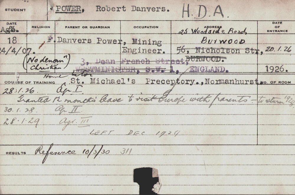 POWER, Robert Danvers (Hawkesbury Diploma of Agriculture (HDA))