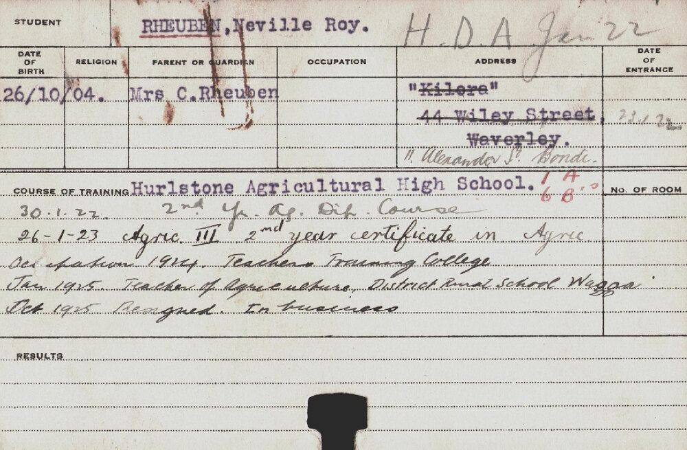 RHEUBEN, Neville Roy (Hawkesbury Diploma of Agriculture (HDA))