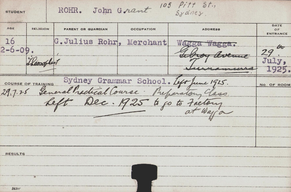 ROHR, John Grant (General Practical Course)