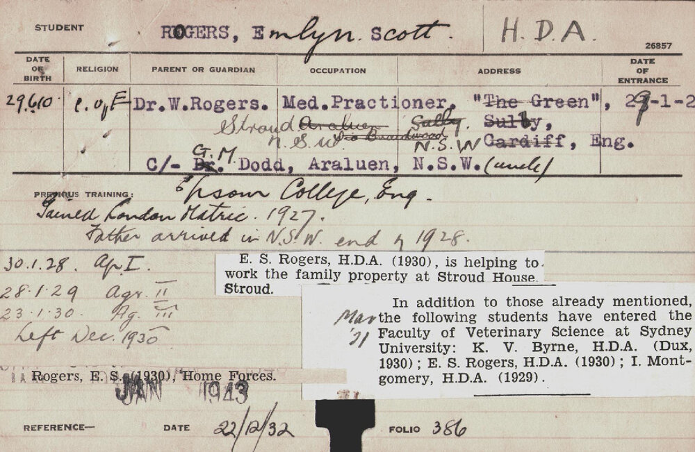 ROGERS, Emlyn Scott (Hawkesbury Diploma of Agriculture (HDA))