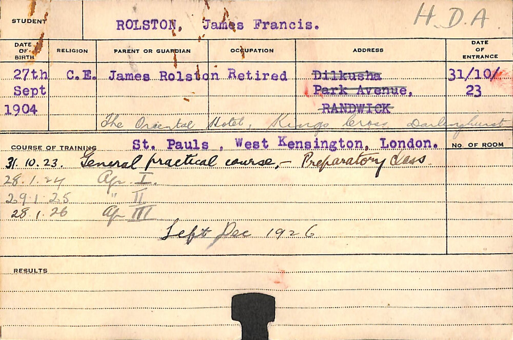 ROLSTON, James Francis (Hawkesbury Diploma of Agriculture (HDA))