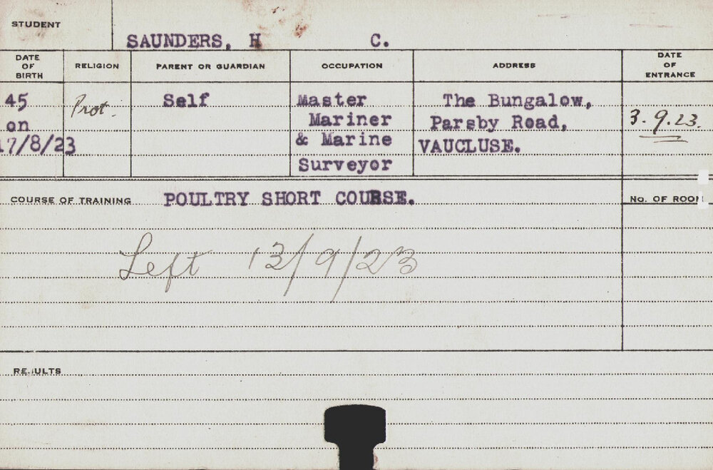 SAUNDERS, HC (Short Course - Poultry)