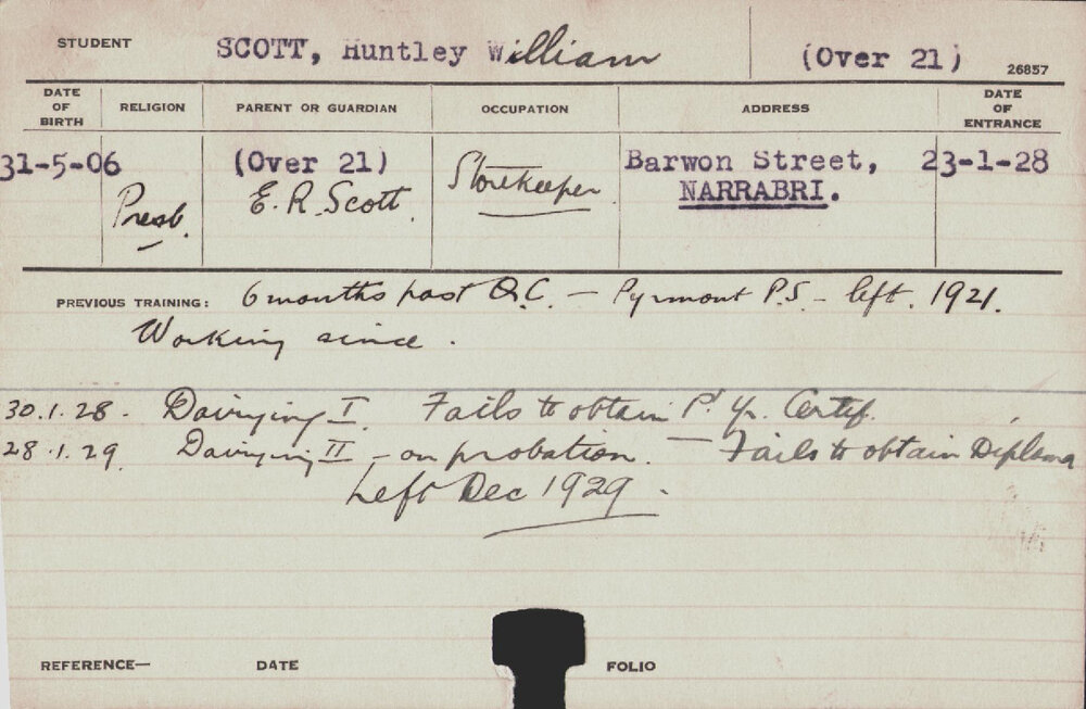 SCOTT, Huntley William (Hawkesbury Diploma in Dairy (HDD))