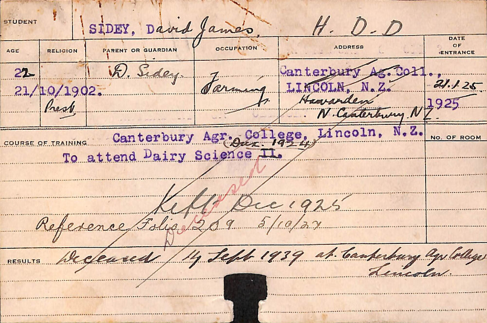 SIDEY, David James (Hawkesbury Diploma in Dairy (HDD))