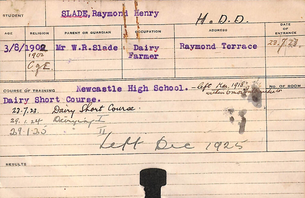 SLADE, Raymond Henry (Hawkesbury Diploma in Dairy (HDD))