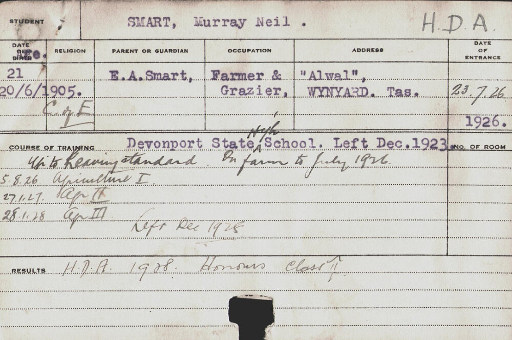 SMART, Murray Neil (Hawkesbury Diploma of Agriculture (HDA))
