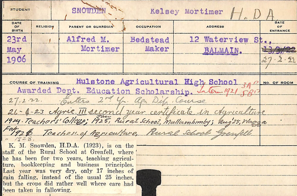 Snowden, Kelsey Mortimer (Hawkesbury Diploma of Agriculture (HDA))