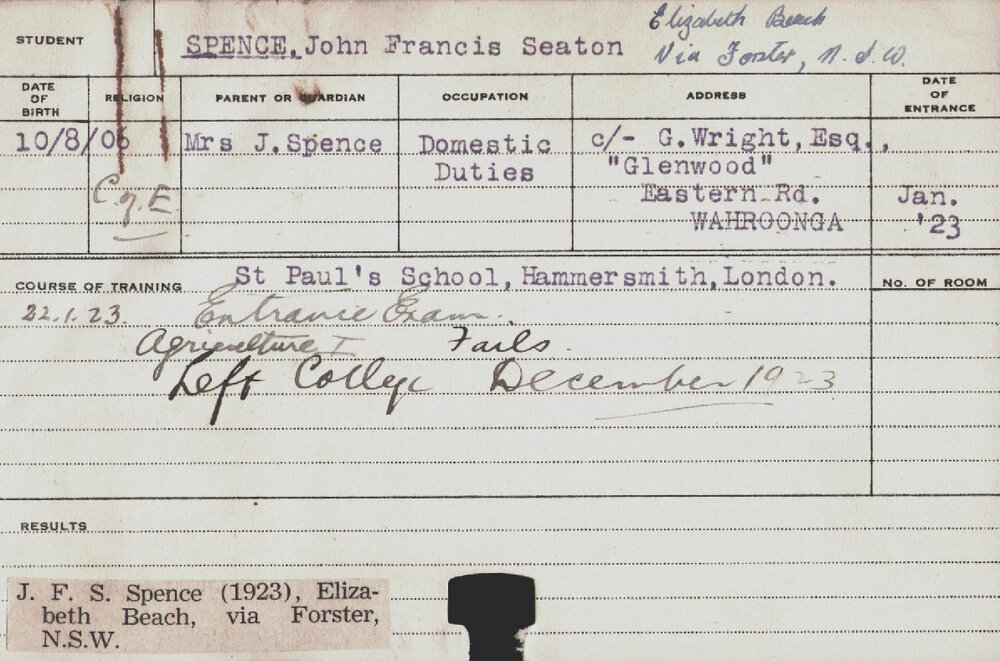 Spence, John Francis Seaton (Hawkesbury Diploma of Agriculture (HDA))