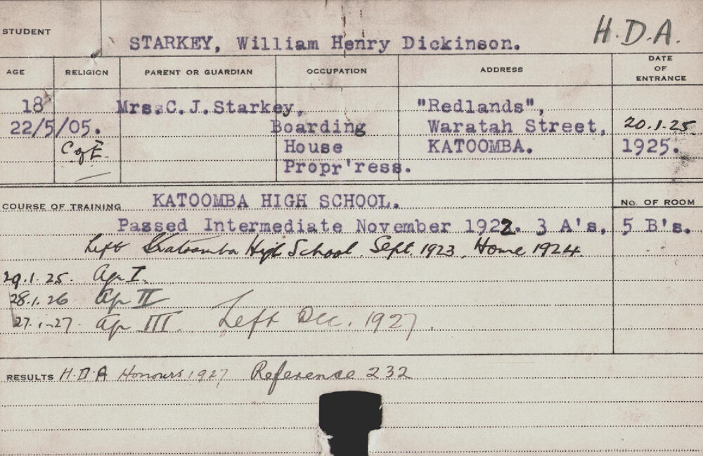 Starkey, William Henry Dickinson (Hawkesbury Diploma of Agriculture (HDA))