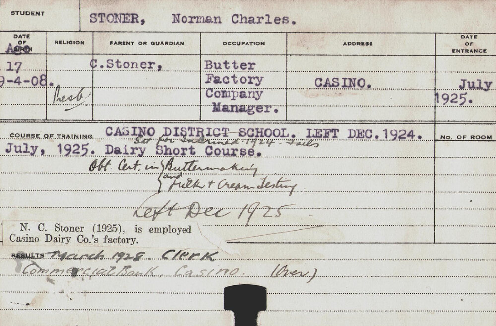 Stoner, Norman Charles (Short Course - Dairy)