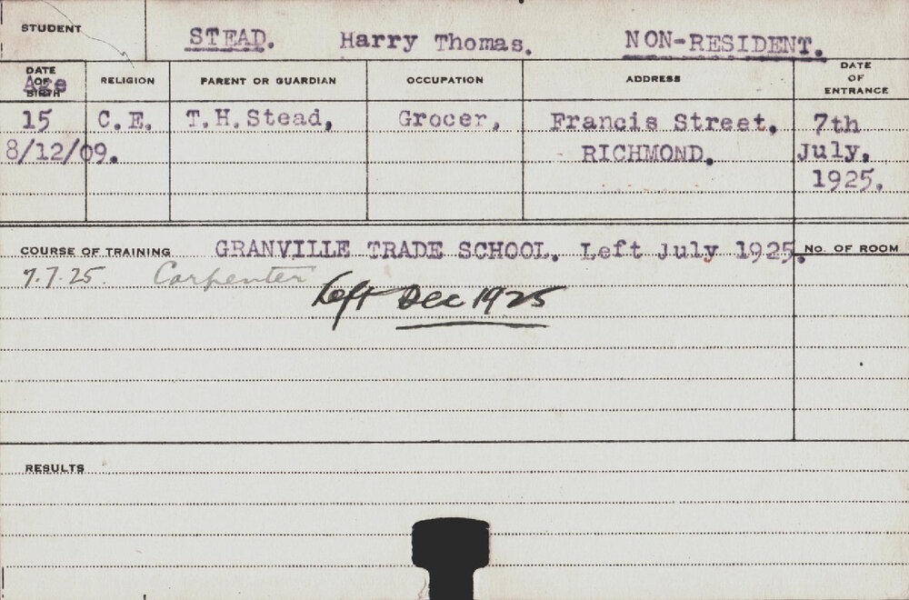 Stead, Harry Thomas (Course Not Identified)