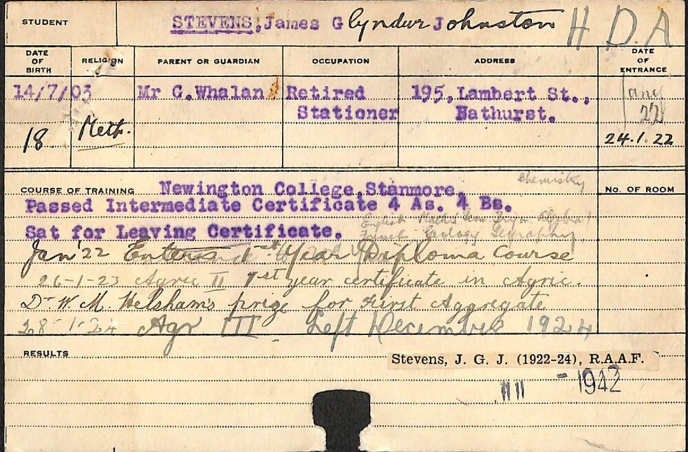 Stevens, James G Johnston (Hawkesbury Diploma of Agriculture (HDA))