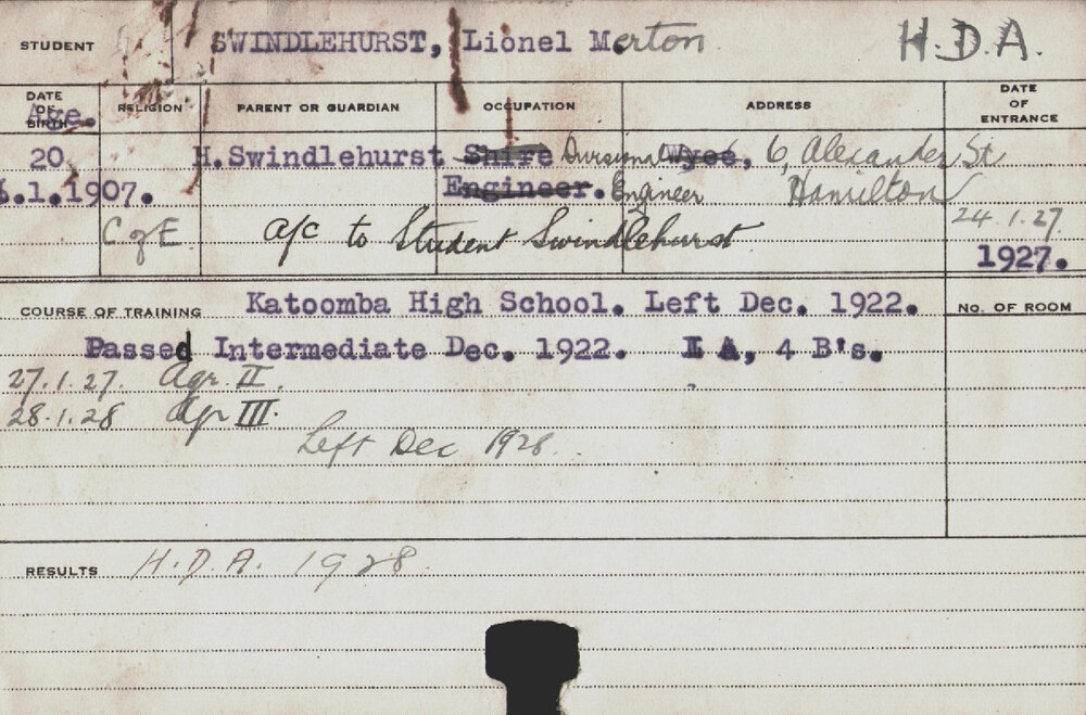 Swindlehurst, Lionel Merton (Hawkesbury Diploma of Agriculture (HDA))