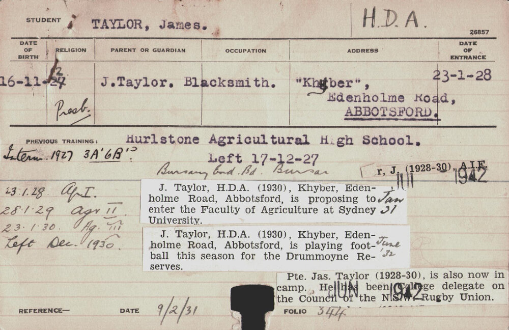 Taylor, James (Hawkesbury Diploma of Agriculture (HDA))