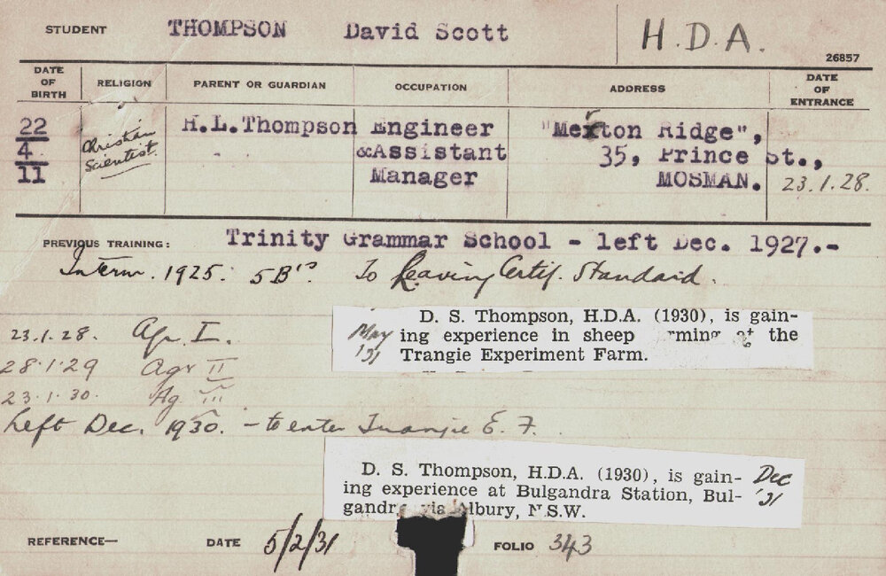 Thompson, David Scott (Hawkesbury Diploma of Agriculture (HDA))