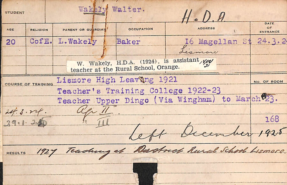 Wakely, Walter (Hawkesbury Diploma of Agriculture (HDA))