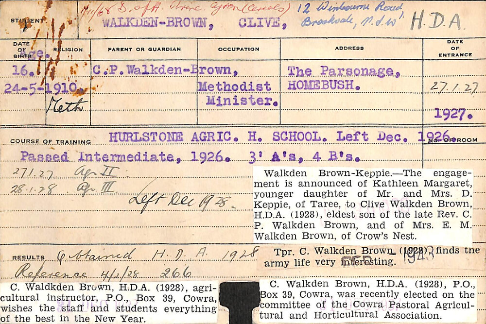 Walkden-Brown, Clive (Hawkesbury Diploma of Agriculture (HDA))