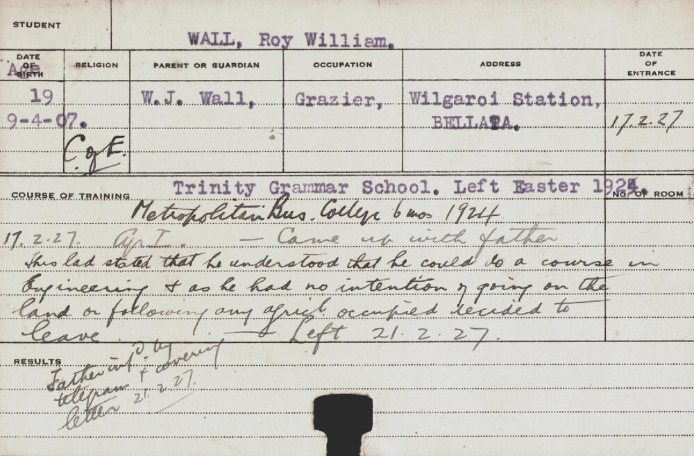 Wall, Roy William (Hawkesbury Diploma of Agriculture (HDA))