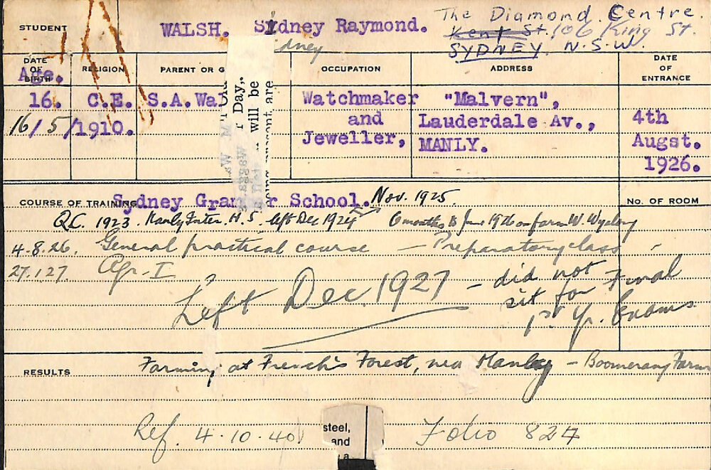 Walsh, Sidney Raymond (Hawkesbury Diploma of Agriculture (HDA))