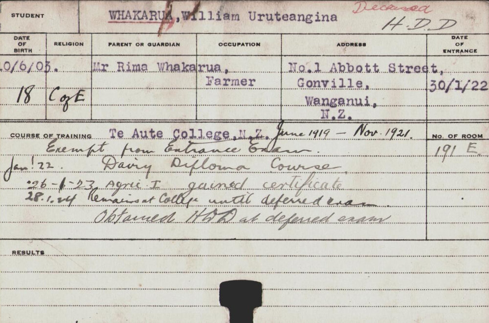 Whakarua, William Uruteangina (Hawkesbury Diploma in Dairy (HDD))