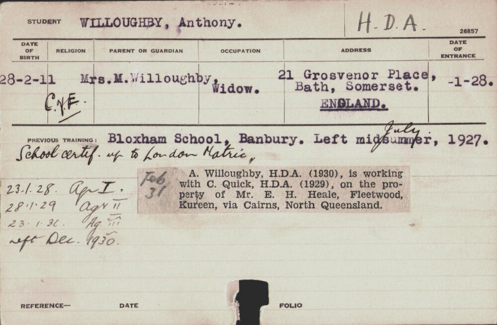 Willoughby, Anthony (Hawkesbury Diploma of Agriculture (HDA))