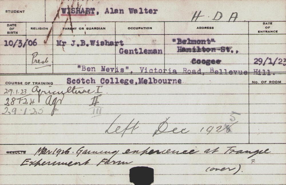 Wishart, Alan Walter (Hawkesbury Diploma of Agriculture (HDA))