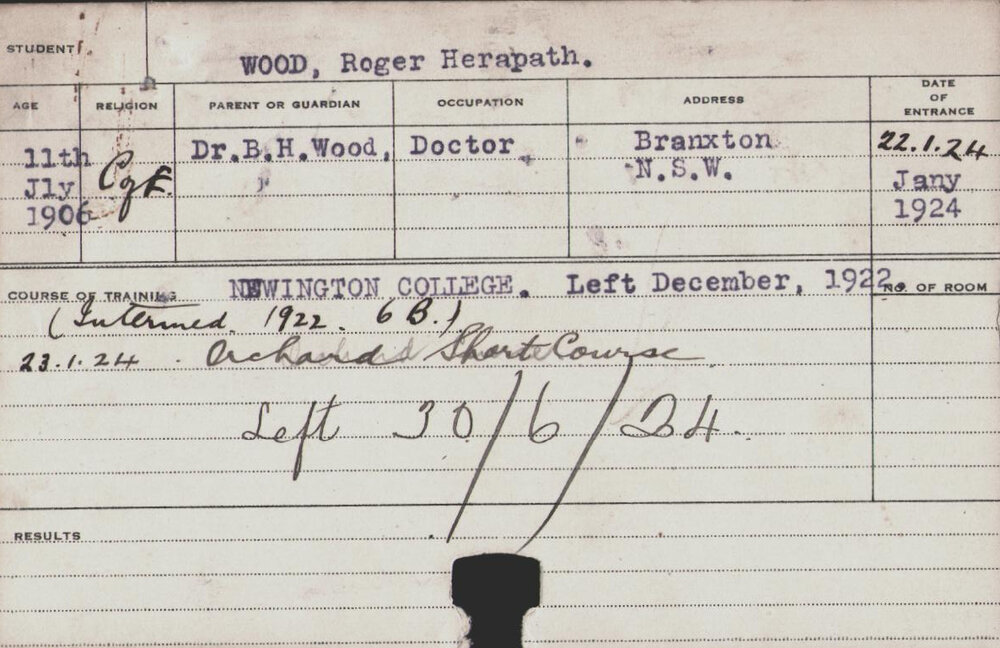 Wood, Roger Herapath (Short Course - Orchard)