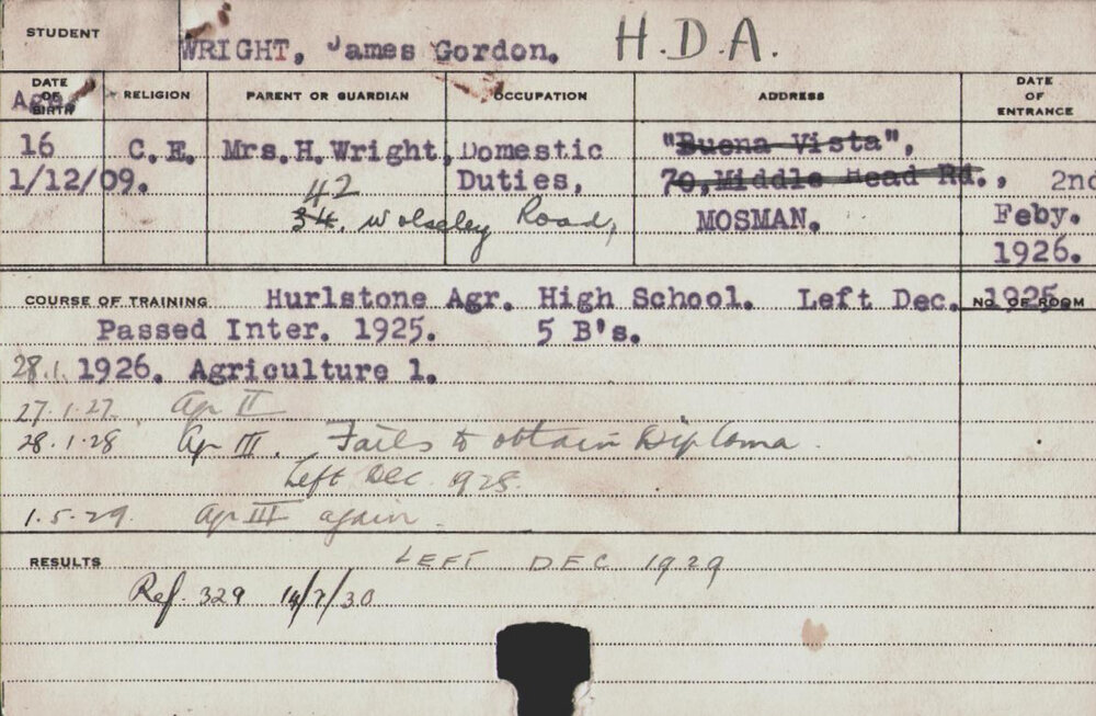 Wright, James Gordon (Hawkesbury Diploma of Agriculture (HDA))