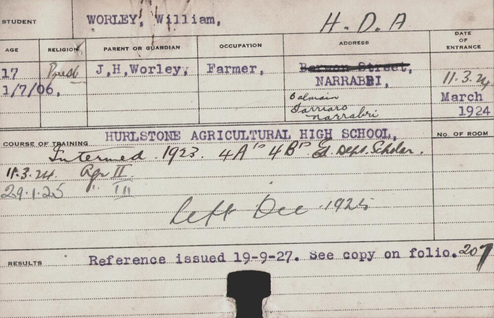 Worley, William (Hawkesbury Diploma of Agriculture (HDA))