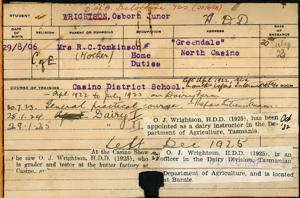 Wrightson, Osborn Junor (Hawkesbury Diploma in Dairy (HDD))