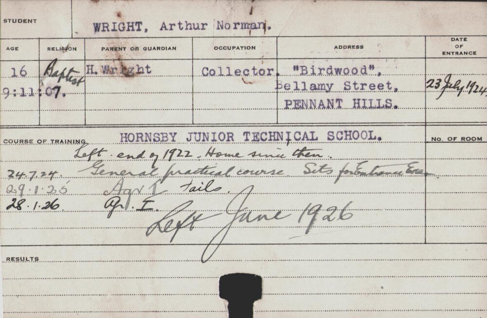 Wright, Arthur Norman (Hawkesbury Diploma of Agriculture (HDA) General Practical Course)