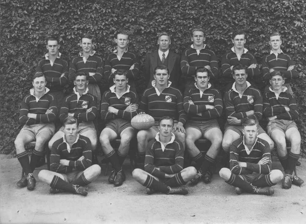 Football (Rugby Union) team - 1st XV, 1943 [Hawkesbury Agricultural College (HAC)]