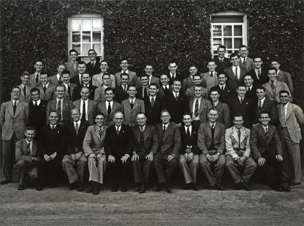 Staff and ex-servicemen (students) - Principal Southee seated centre front row [Hawkesbury Agricultural College (HAC)]