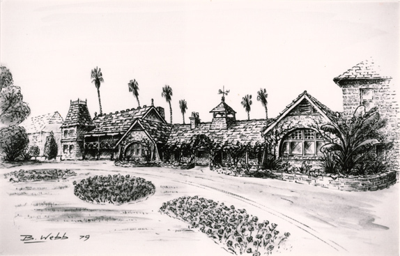 Print - Sketch by Brian Webb - Main Administration Building [Hawkesbury Agricultural College (HAC)]