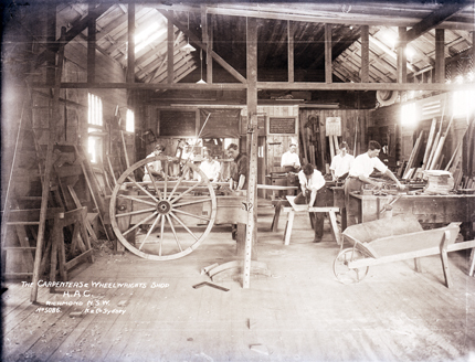 Carpenters &amp; Wheelwrights Shop - Students and staff at work [Hawkesbury Agricultural College (HAC)]