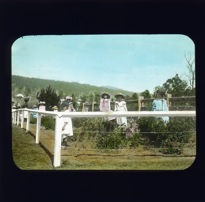 Children working in garden [Hawkesbury Agricultural College (HAC)]