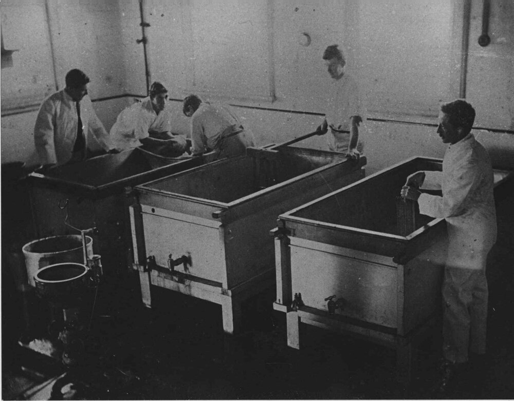 Dairy Factory (interior) - Students making cheese under supervision [Hawkesbury Agricultural College (HAC)]