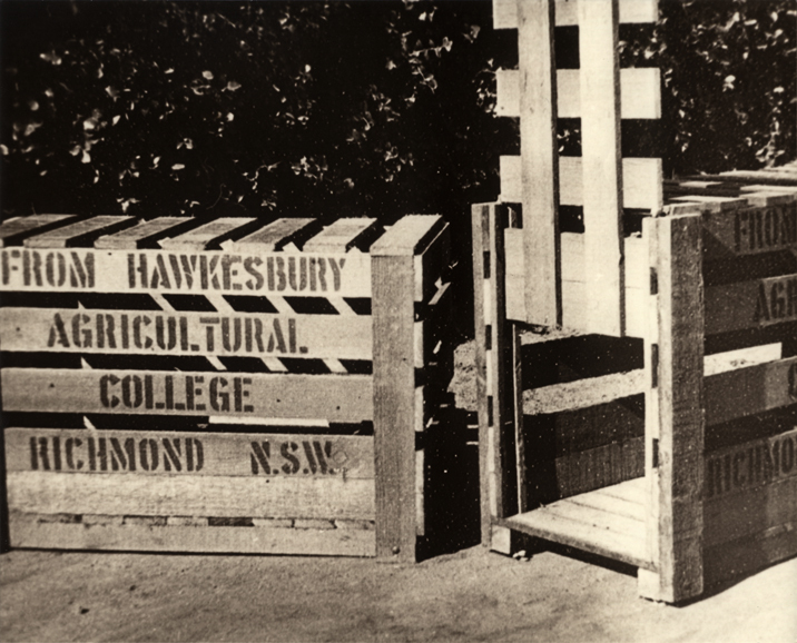 Pig crates (empty) [Hawkesbury Agricultural College (HAC)]